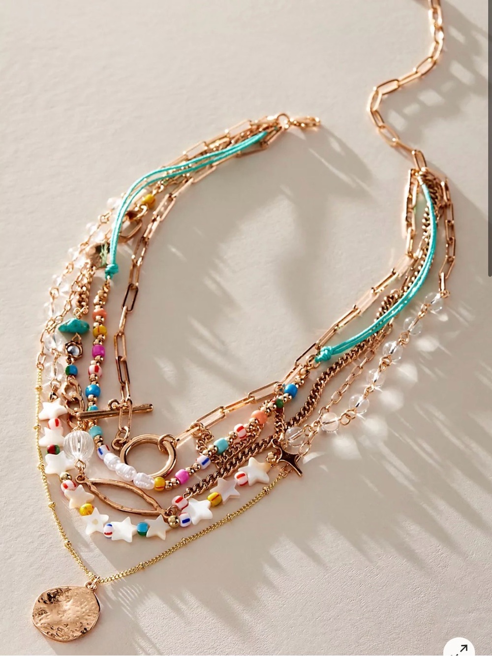NWT Free People Starry Layer Gold Necklace in Multi-Color
